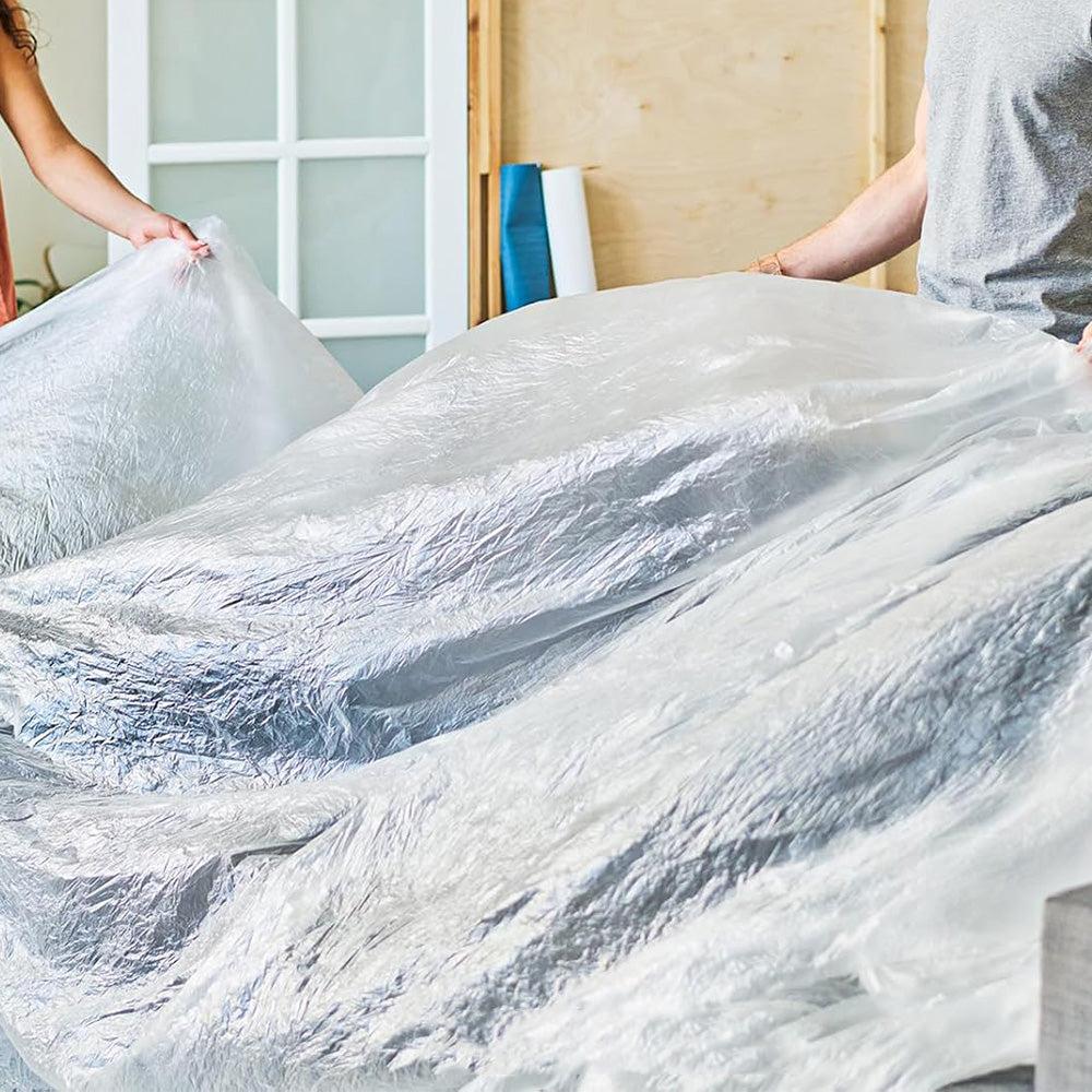 6 Pack Paint Drop Cloth Plastic Sheeting 9x12 Feet for Painting Furniture Protection
