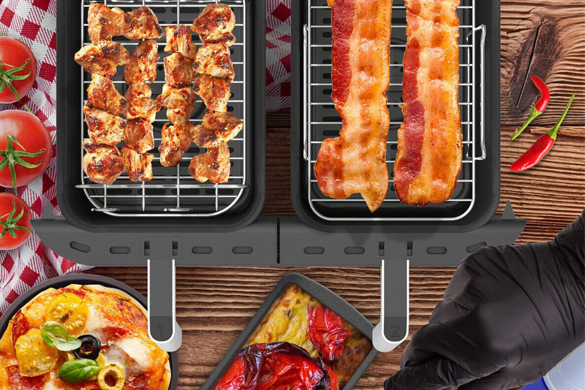 2PCS Square Air Fryer Rack Stackable Multi-Layer Stainless Steel Air Fryer Stand