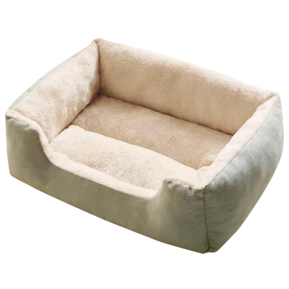 Rectangle Plush Pet Bed Dog Sofa Cozy Puppy Cat Bed-Green