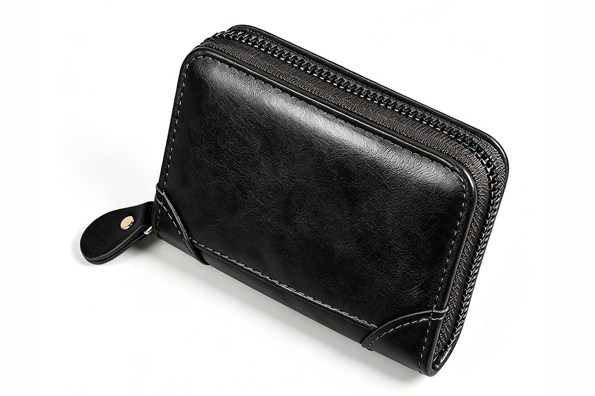 PU Leather Accordion Card Holder Zipper Credit Card Wallet Purse for 20 Cards