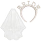 Bride Accessory Set with Veil Sash and Headband for Bachelorette Party Bridal Shower