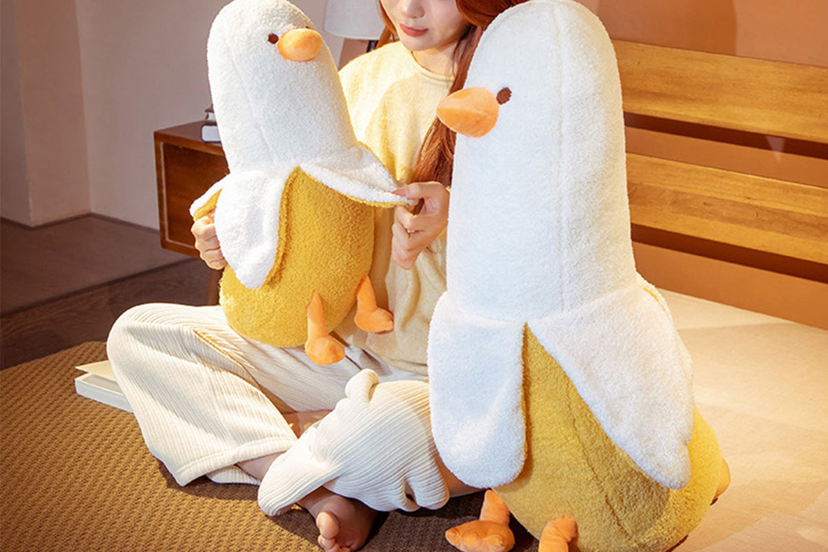 Peeled Banana Duck Plush Pillow Stuffed Toy Hugging Cushion Anxiety Relief Bedtime Cuddling