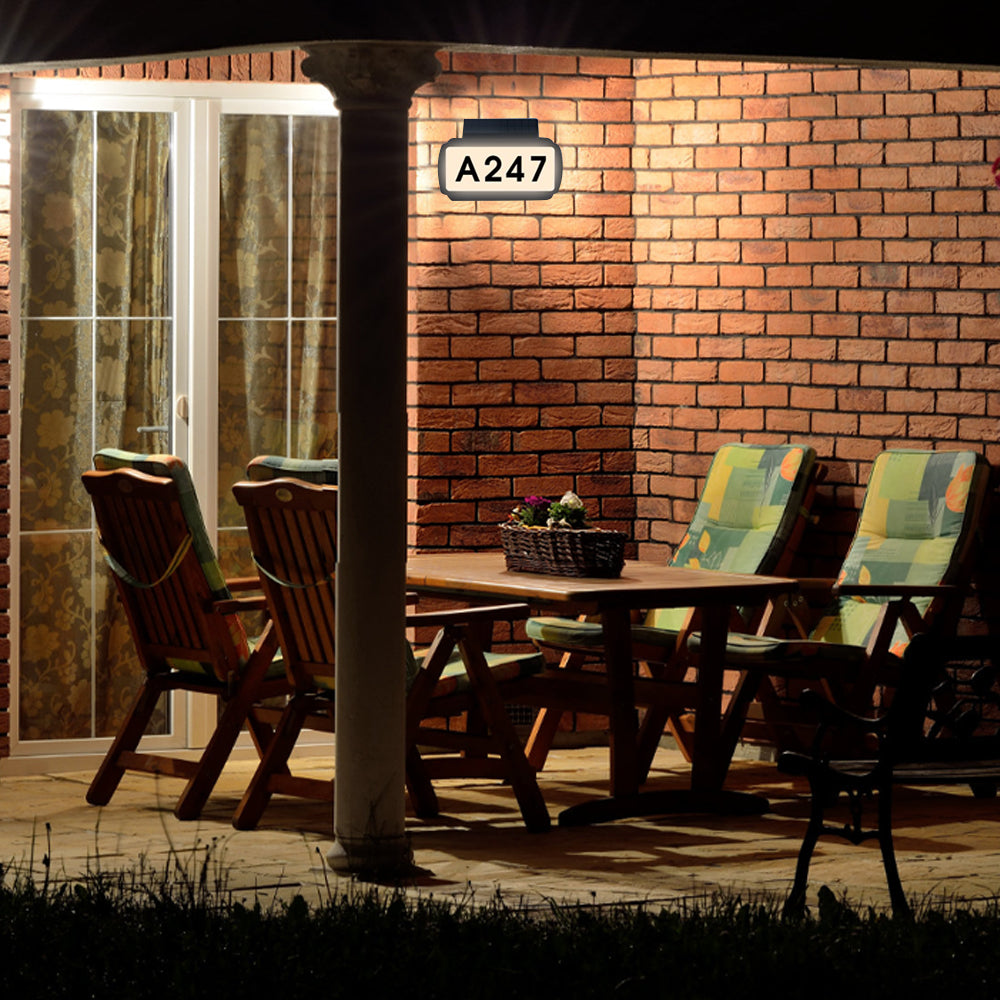 Solar Powered LED Illuminated Address Plaque with Stakes 3-Color Lighting Modes