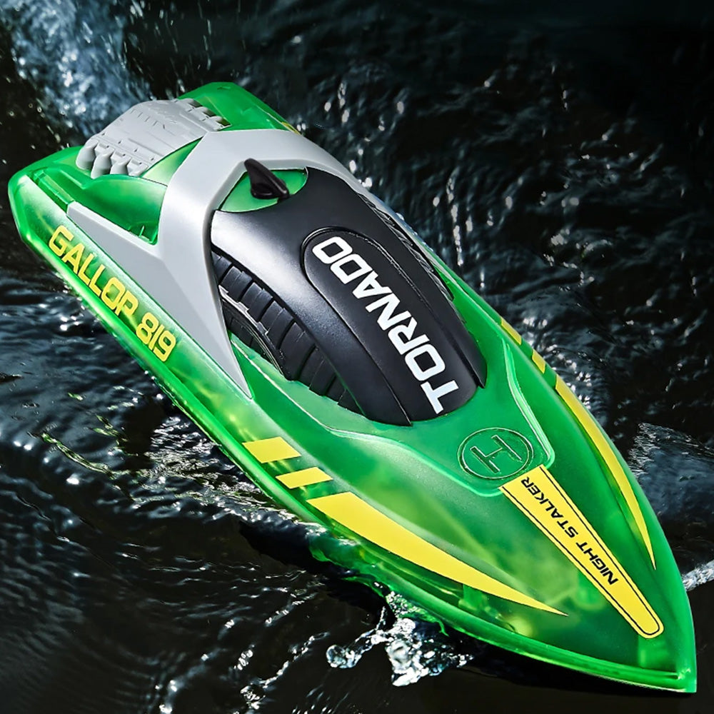 Rechargeable Water-resistant Remote Control Boat with Color LED Lights for Pool Lake