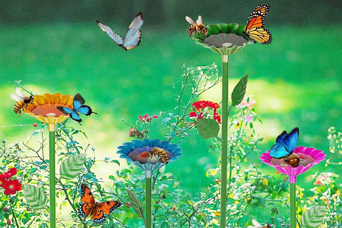 4PCS Bee Watering Station Metal Bee Water Feeder Colorful Bee Bath Bowl For Outdoor