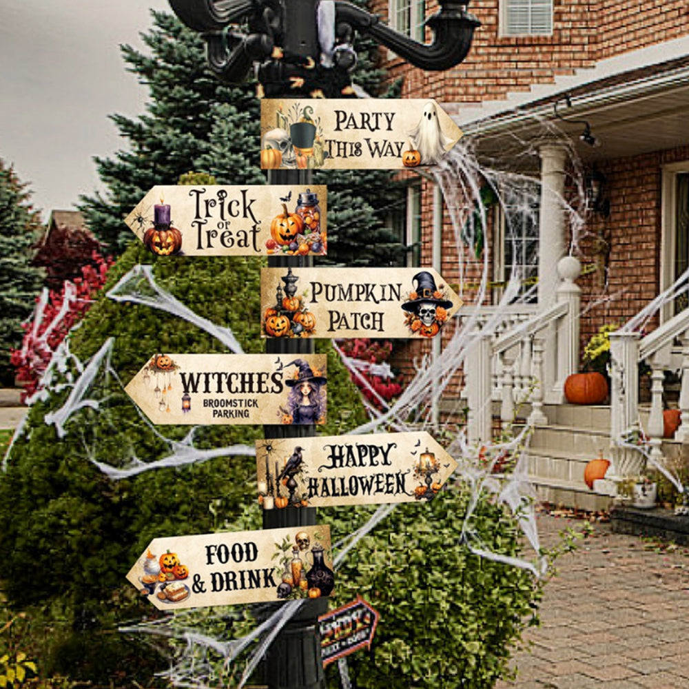 2Pcs Set of 12 Halloween Pumpkin Trick or Treat Party Decoration Arrow Signs