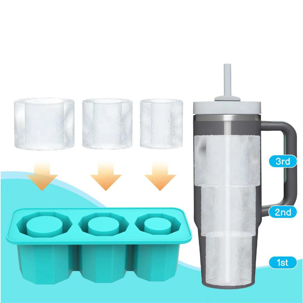 Ice Cube Tray for Stanley 30-40 Oz Tumbler Cup Silicone Ice Mold Maker with Lid
