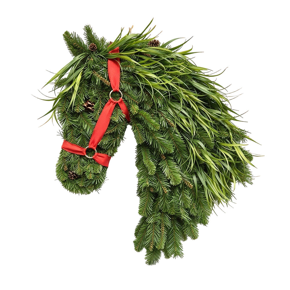 Artificial Horse Head Shaped Christmas Wreath for Door and Wall Decor