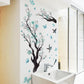 Watercolor Blue Flower Wall Decals Blossom Bird Tree Branch Wall Stickers