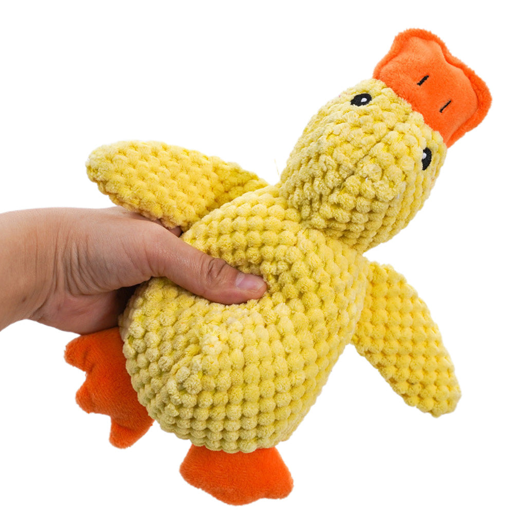 Yellow Stuffed Duck Dog Chew Toys Dogs Teeth Cleaning