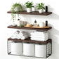 3 Piece Engineered Wood Wall Shelves with Metal Storage Basket