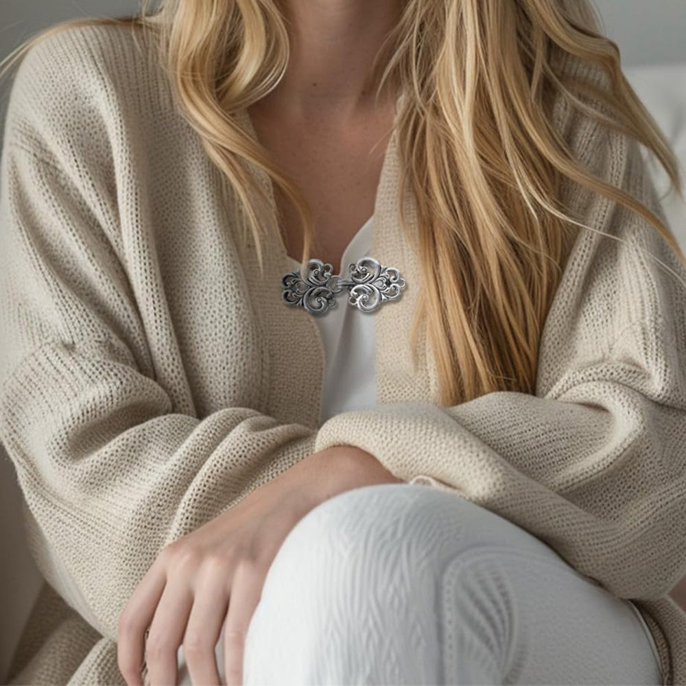 4 PCS Vintage Sweater Clips Alloy Silver Cardigan Clips for Shawl Dress