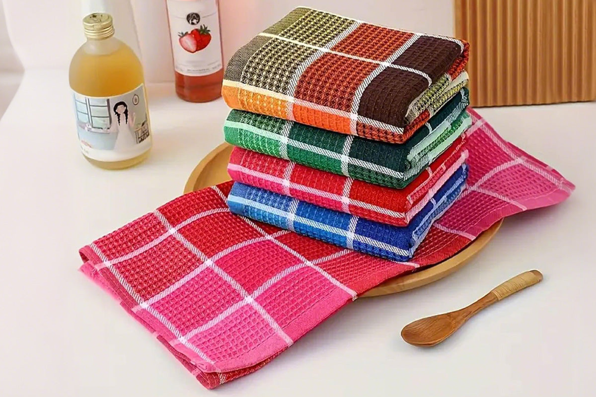 4Pcs Polyester Cotton Kitchen Tea Towels High Absorbent Dish Cloths