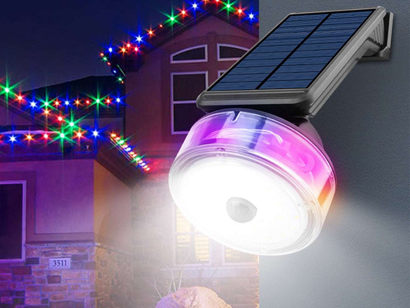 Motion Sensing Solar Wall Light with String Light