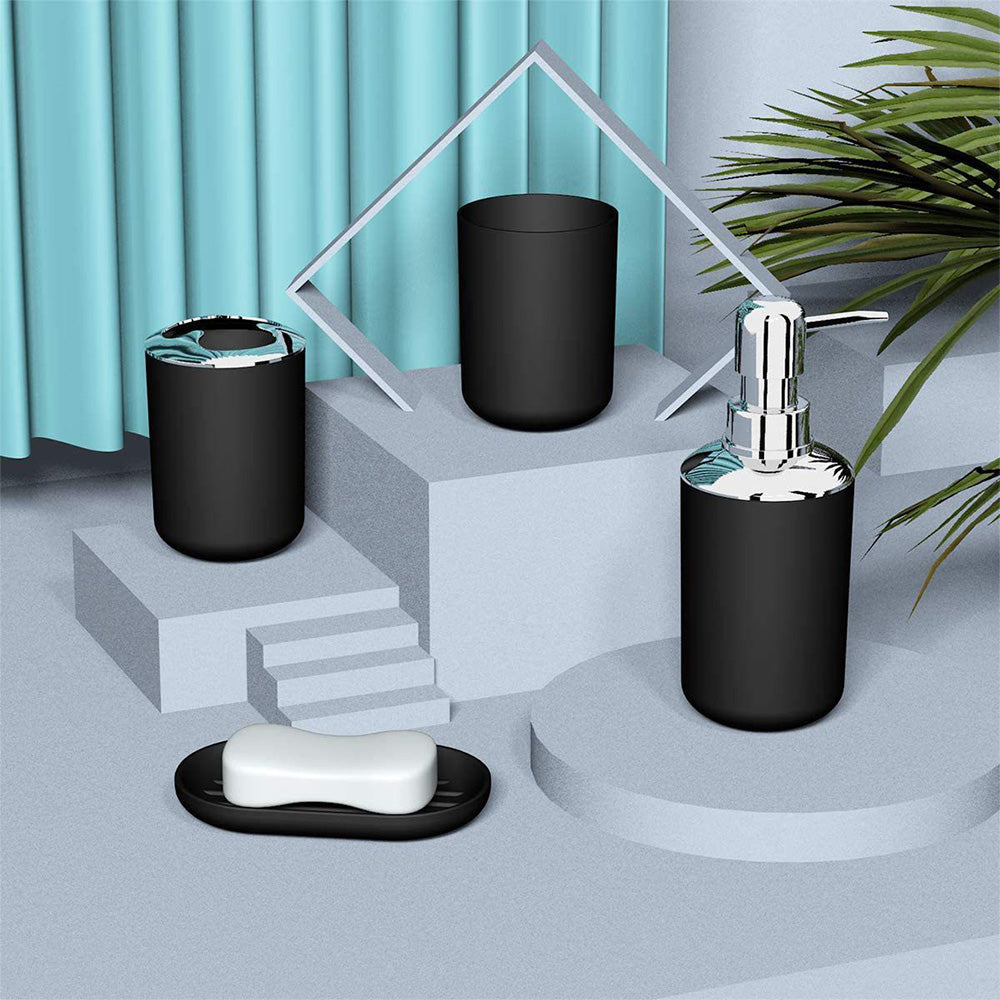 6 Piece Bathroom Accessories Set Soap Dish Soap Dispenser Toothbrush Holder Toilet Brush Trash Bin