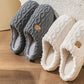 Winter Plush Slippers Soft Indoor Warm Slippers with Anti Slip Sole and Bear Design-Grey