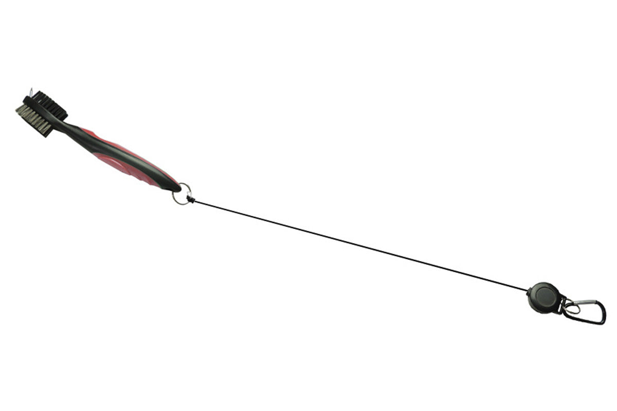 Dual Sided Golf Club Groove Cleaner Brush Tool with Retractable Carabiner