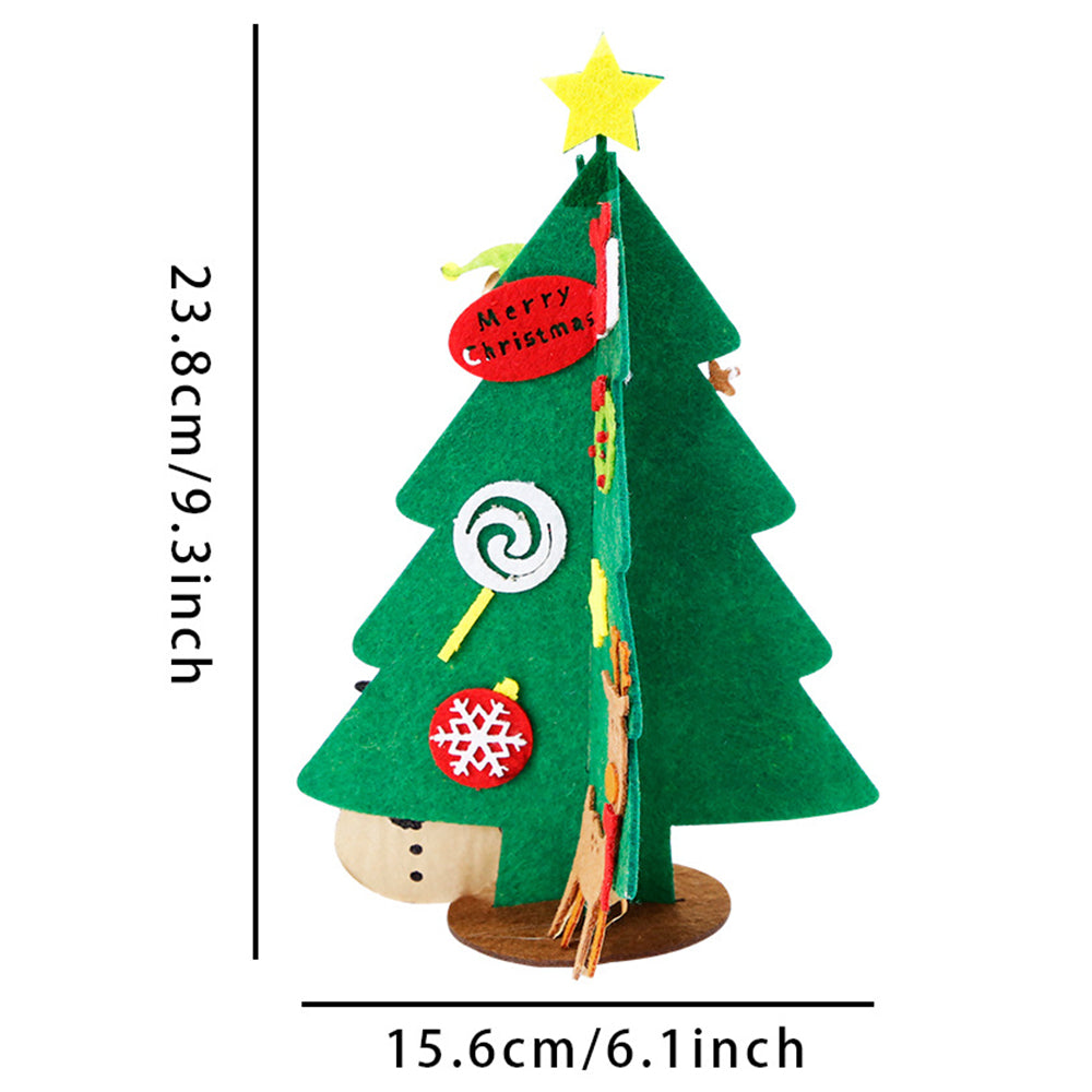 5Pcs Felt Christmas Tree Set DIY with Removable Ornaments Xmas Hand Craft Decoration