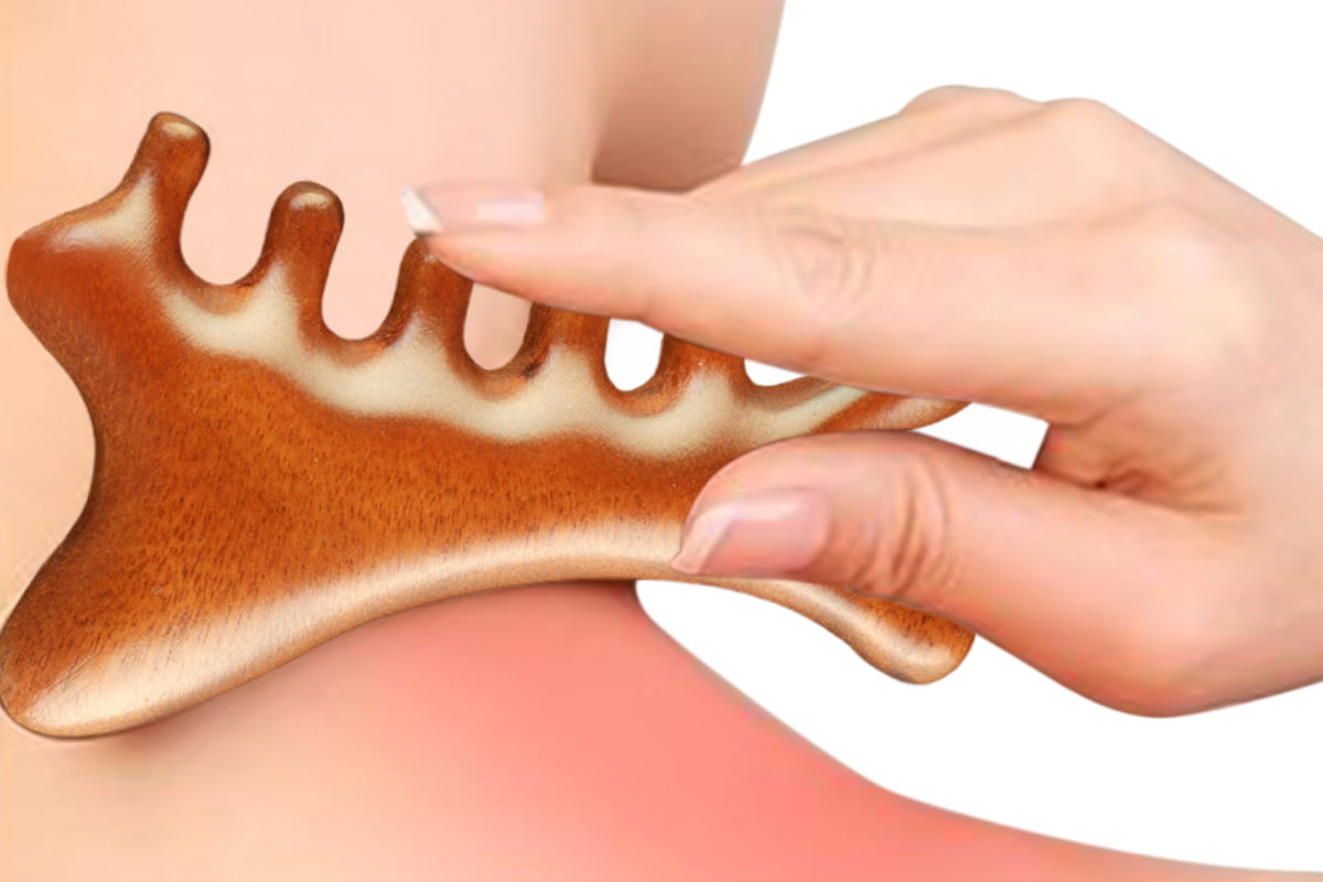 4 In 1 Gua Sha Tool Wooden Head Massage Comb Scalp Comb For Head Neck Face Care