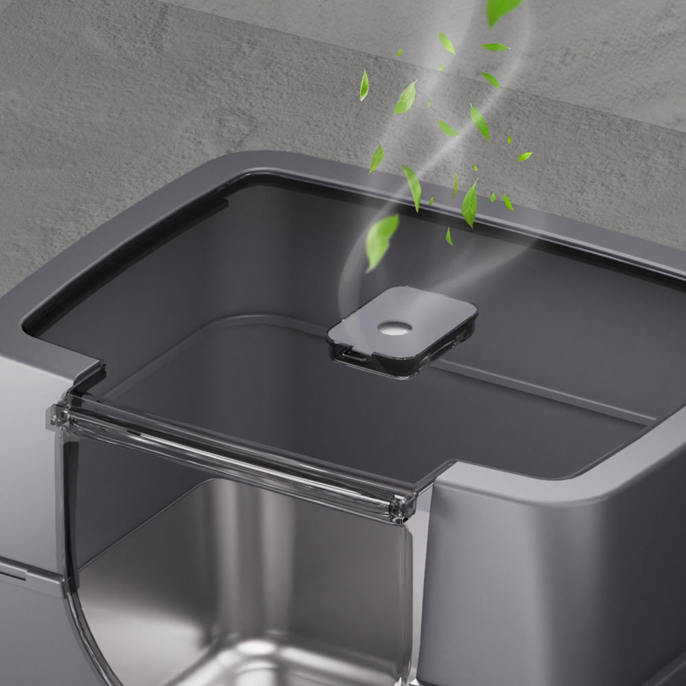 Fully Enclosed Flip Top Stainless Steel Cat Litter Box Large Space and Odor Control