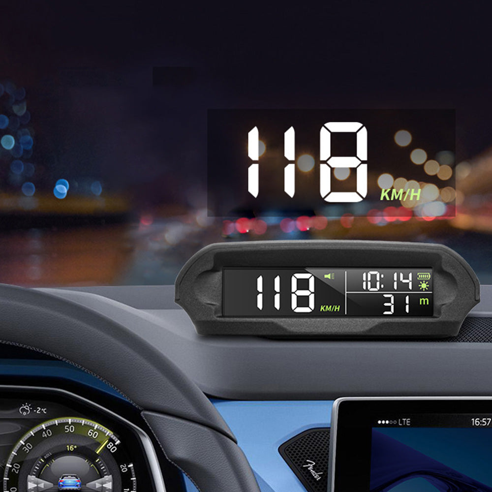 Wireless Car HUD HEAD-UP DISPLAY Solar Panel Digital Speedometer