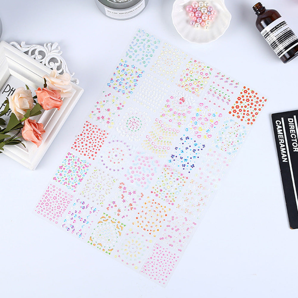 3D Floral Self Adhesive Nail Stickers for DIY Nail Art Decoration