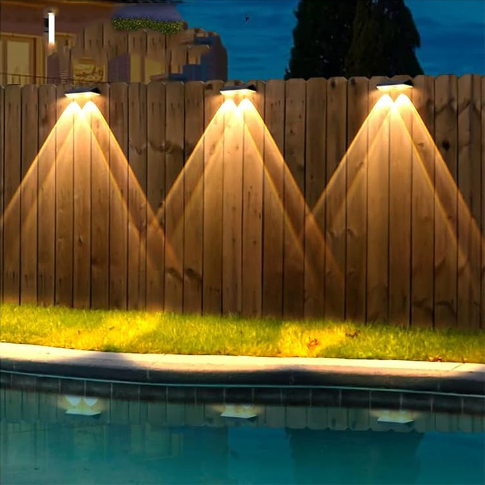 2Pcs LED Solar Powered Fence Lights Deck Door Wall Stair Step Outdoor Lamp