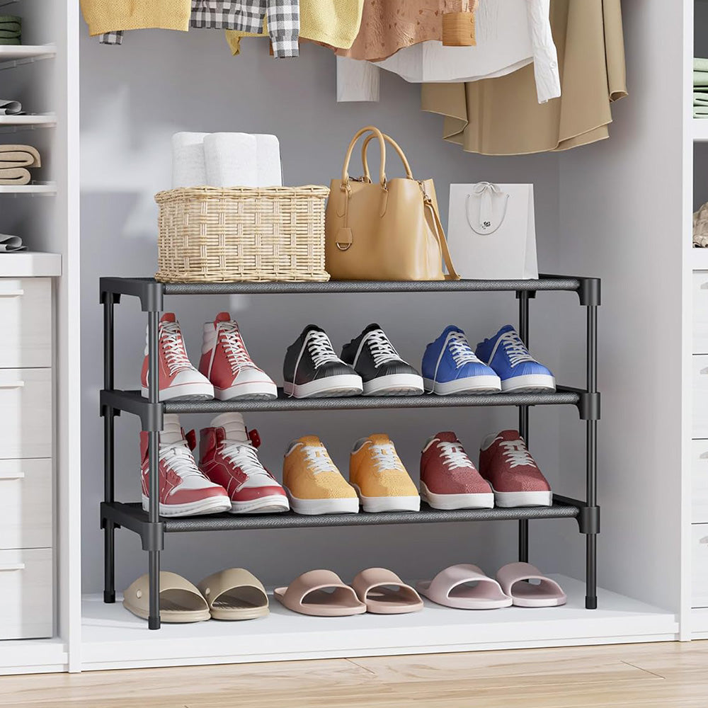 3 Tier Stackable Shoe Rack Shelf Shoe Organizer For Closet Entryway Garage