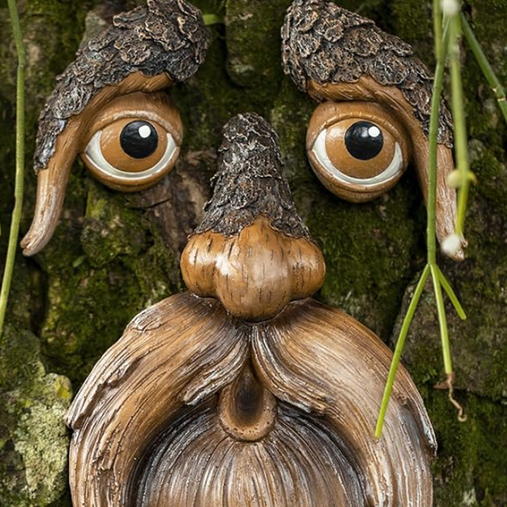 Resin Old Man Face Sculpture Bird Feeder for Outdoor Decoration