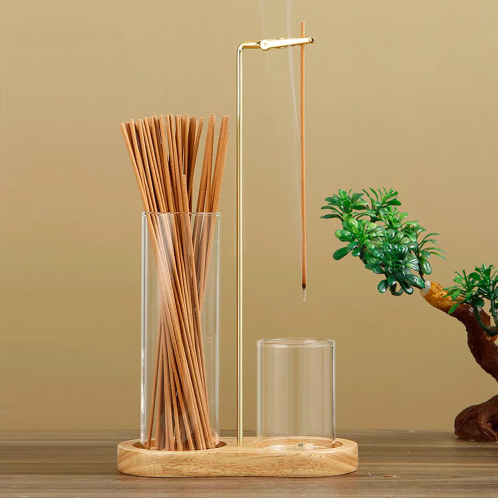 Figure Eight Glass Incense Holder Burner with Ash Catcher for Meditation Decor