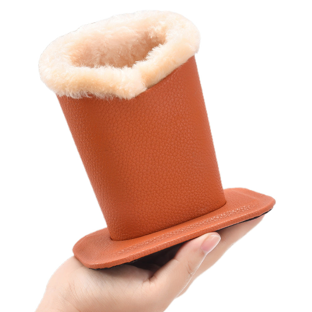 Soft Plush Lined Eyeglasses Desk Holder PU Leather Glasses Display Stand With Base