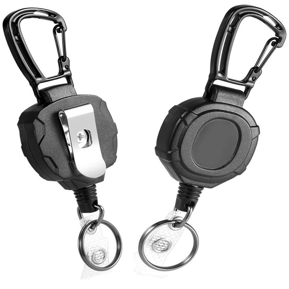 2Pcs Retractable Keychain ID Holder Heavy Duty Carabiner Badge Holder