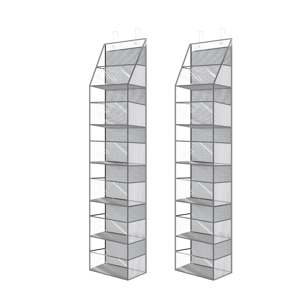 2Pcs 6-Shelf Over The Door Hanging Pantry Organizer with Clear Plastic Pockets