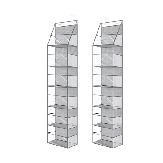 2Pcs 6-Shelf Over The Door Hanging Pantry Organizer with Clear Plastic Pockets