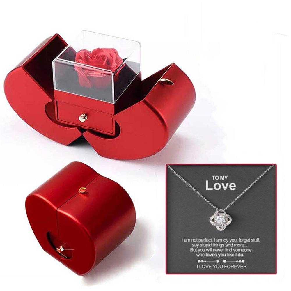 Eternal Preserved Rose Gift Box With Elegant Necklace for Mom Girlfriend Wife
