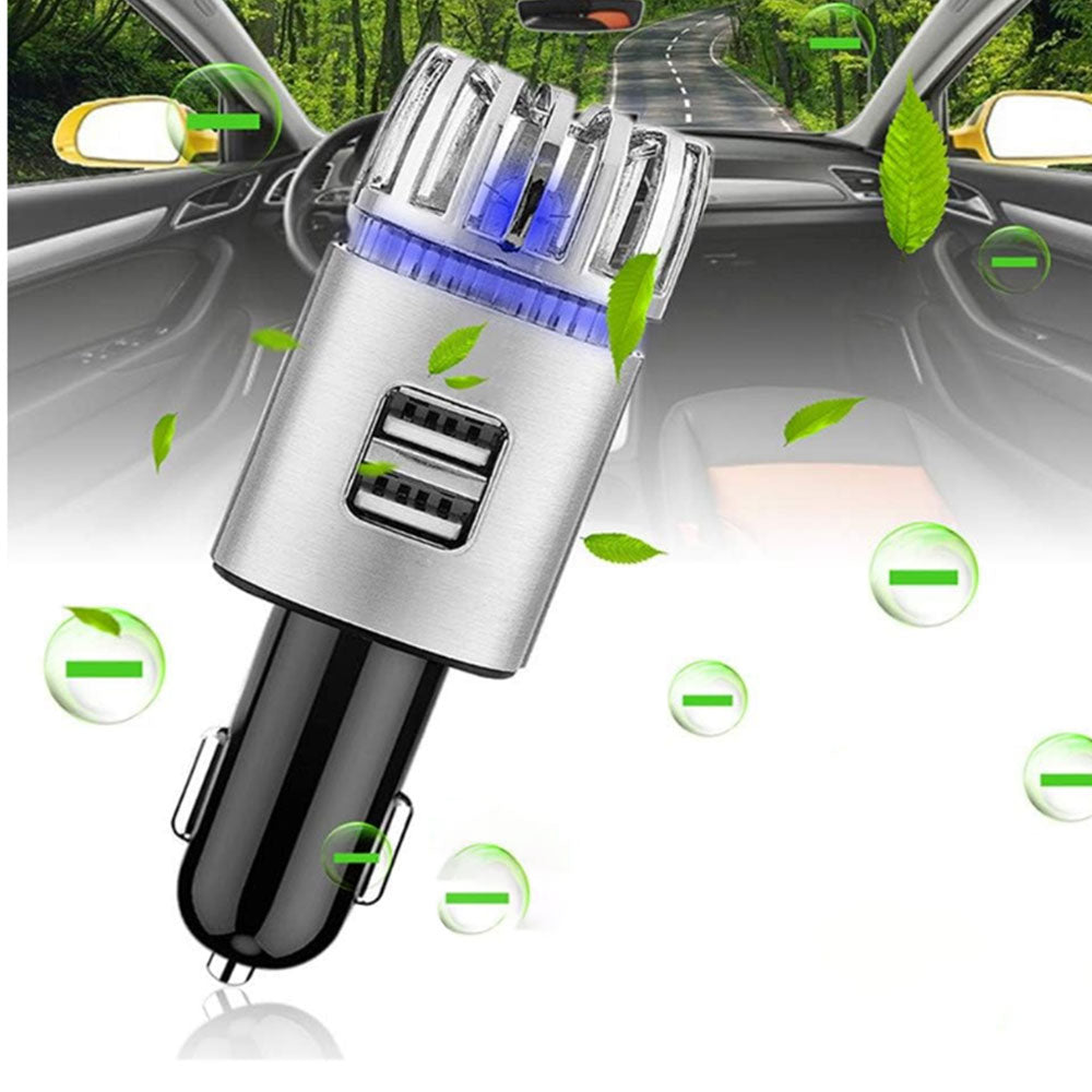 Car Air Purifier Dual USB Ports Car Air Freshener Portable Ionizer