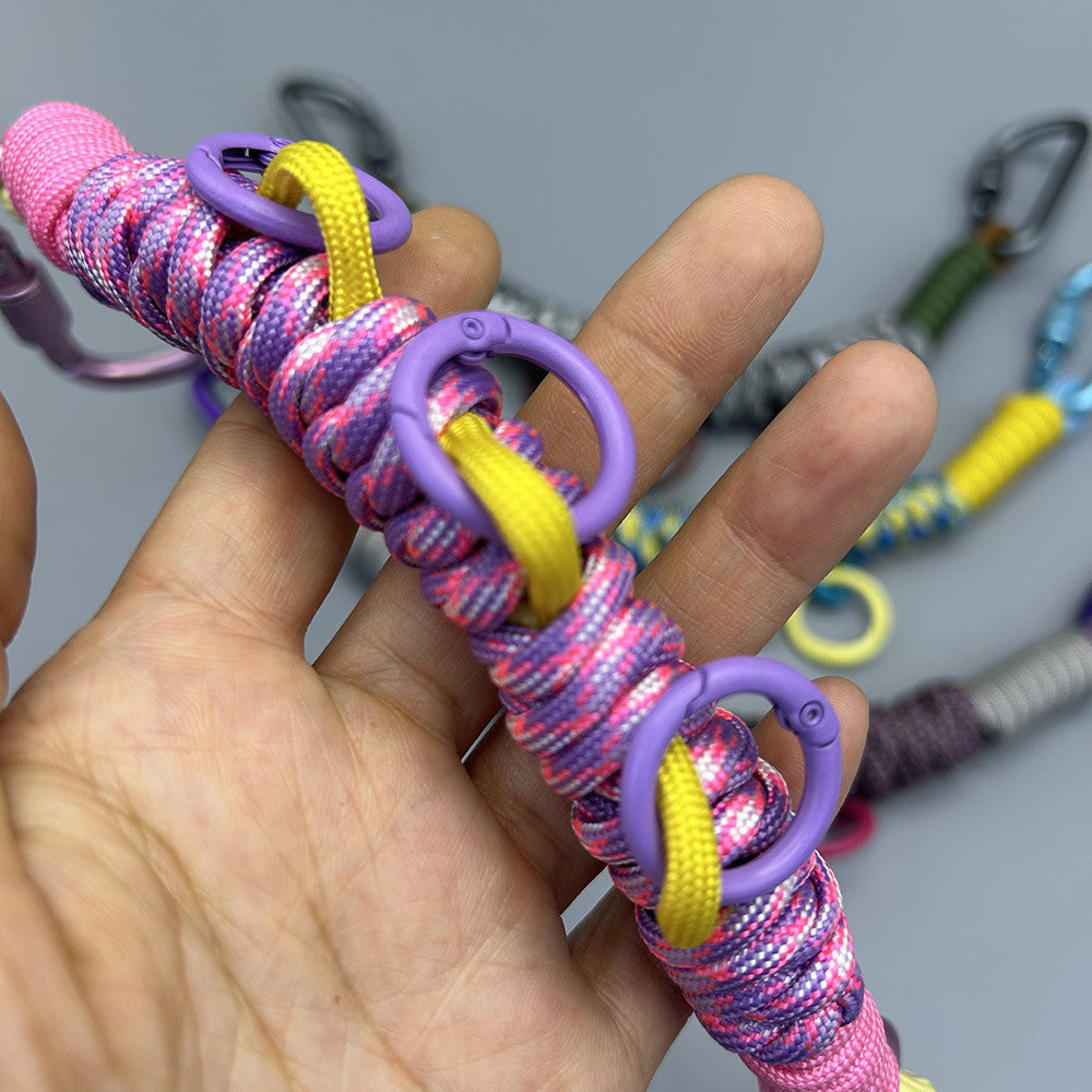 3 PCS Handwoven Paracord Backpack Gear Hanger Chains with Carabiners