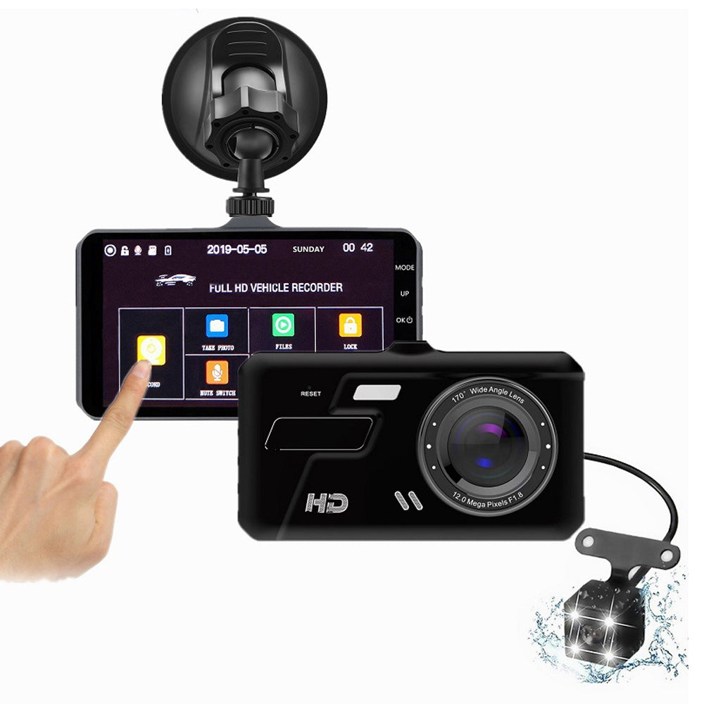 4-inch Touch Screen 2 Channel Dash Cam Front and Rear Car Camera