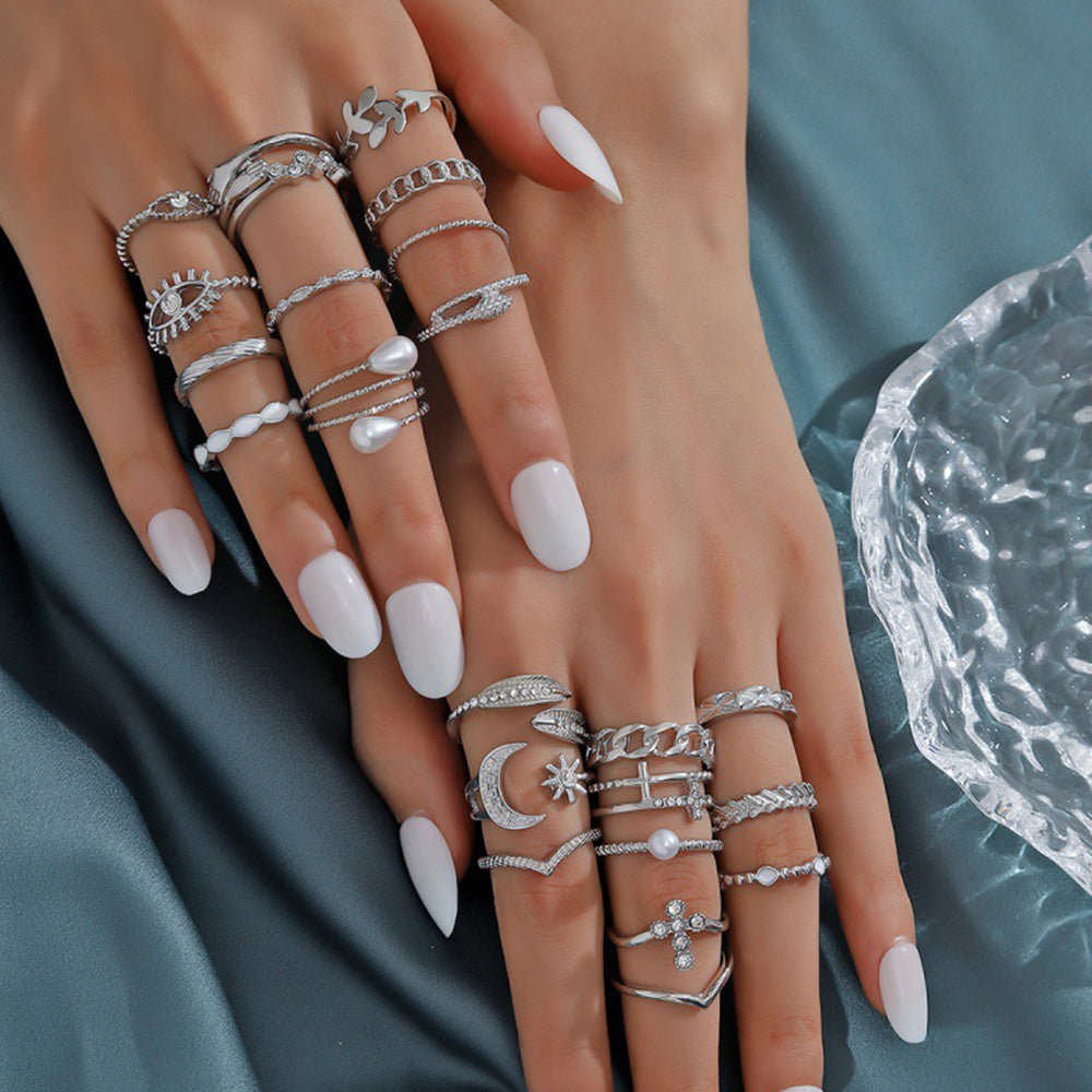 23Pcs Geometric Knuckle Ring Set Gold Silver Stackable Rings for Women