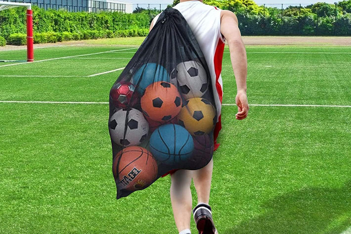 Mesh Sport Ball Bag Heavy Duty Extra Large Storage Bag With Adjustable Shoulder Strap