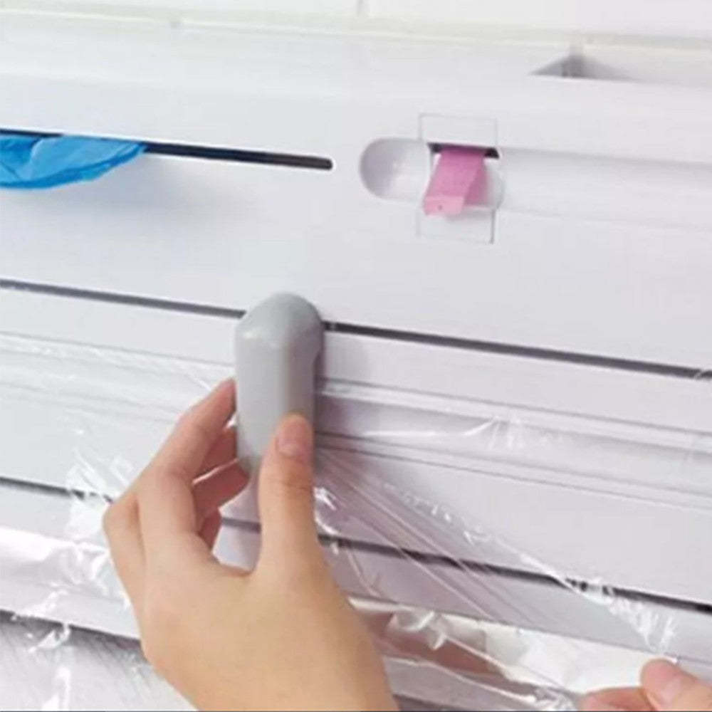 6 in 1 Adhesive Kitchen Towel Foil Roll Rack Film Dispenser