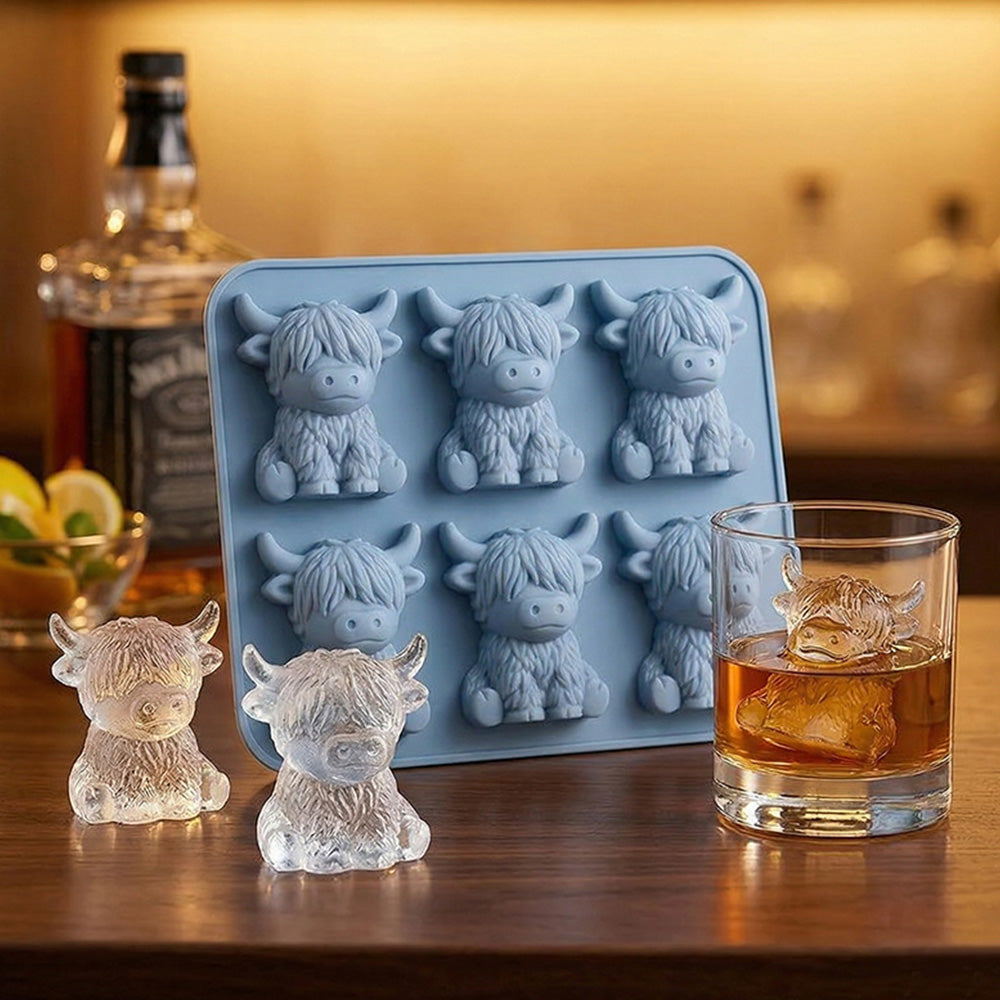 2 Pack 6 Cavity Silicone Highland Cow Ice Cube Molds