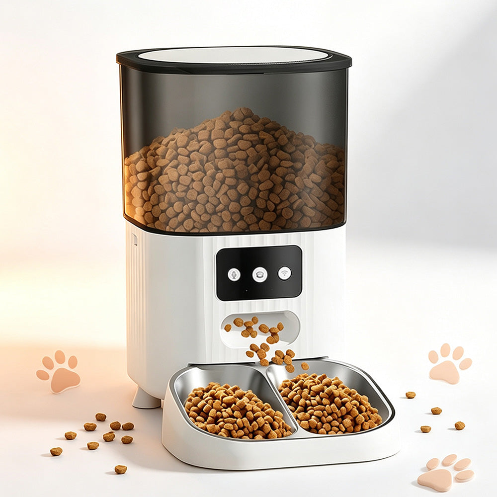 4.5L Automatic Cat Feeders with 2 Bowls Timer Pet Smart Feeder for Dog Cat