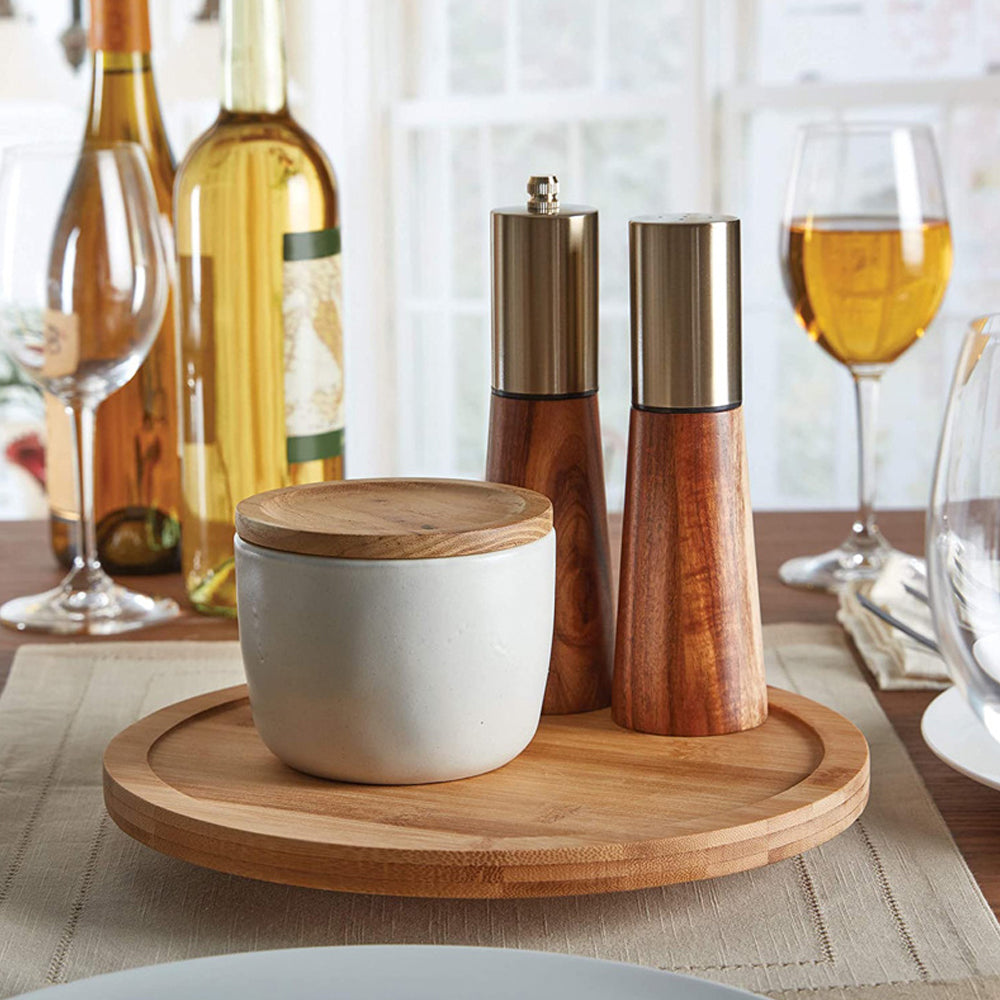 30cm Diameter Bamboo Turntable for Kitchen Pantry Countertop Table