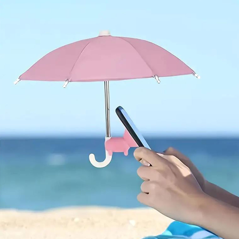 2Pcs Mini Adjustable Sun Shade Phone Umbrella with Suction Cup Stand