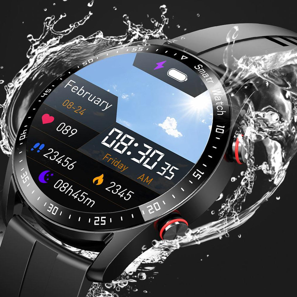 Bluetooth Smart Watch Sleep ECG Monitoring Sport Tracker-with 1 Steel Strap and 1 TPU Strap