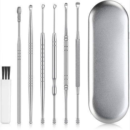 6Pcs Stainless Steel Ear Cleaning Tool Set with Storage Case