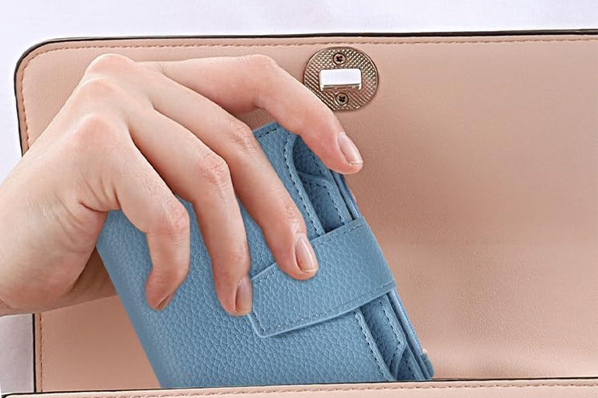 Genuine Leather Women's Wallet Short RFID Blocking Purse with Zipper