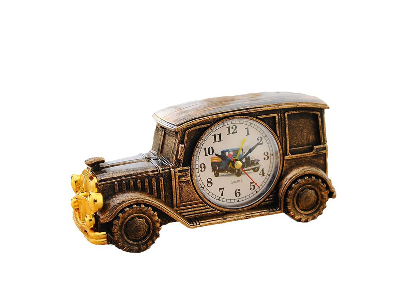 Vintage Car Retro Desk Clock Analog Digital Timepiece for Home and Office
