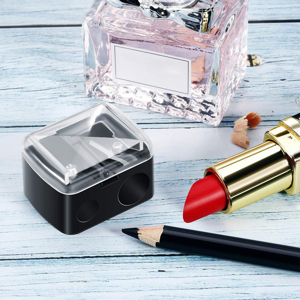 4 Pcs Dual-Hole Makeup Pencil Sharpeners with Clear Caps